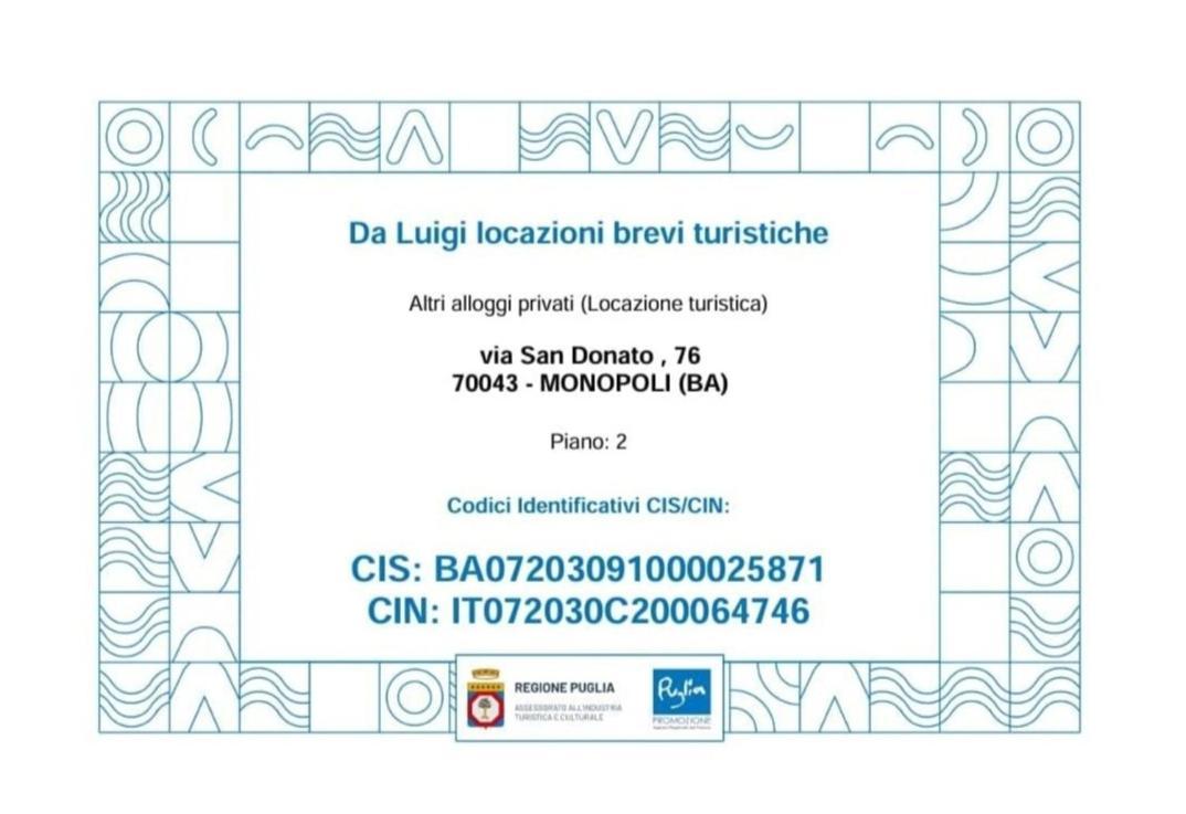 مبيت وإفطار مونوبولي Da Luigi Locazioni Brevi Turistiche المظهر الخارجي الصورة